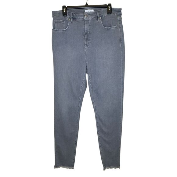 Loft The Curvy Skinny Gray Jeans Raw Hem - Size 14 Tall - Picture 1 of 10